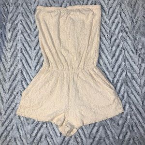 Hollister Strapless Lace Romper (with pockets)
